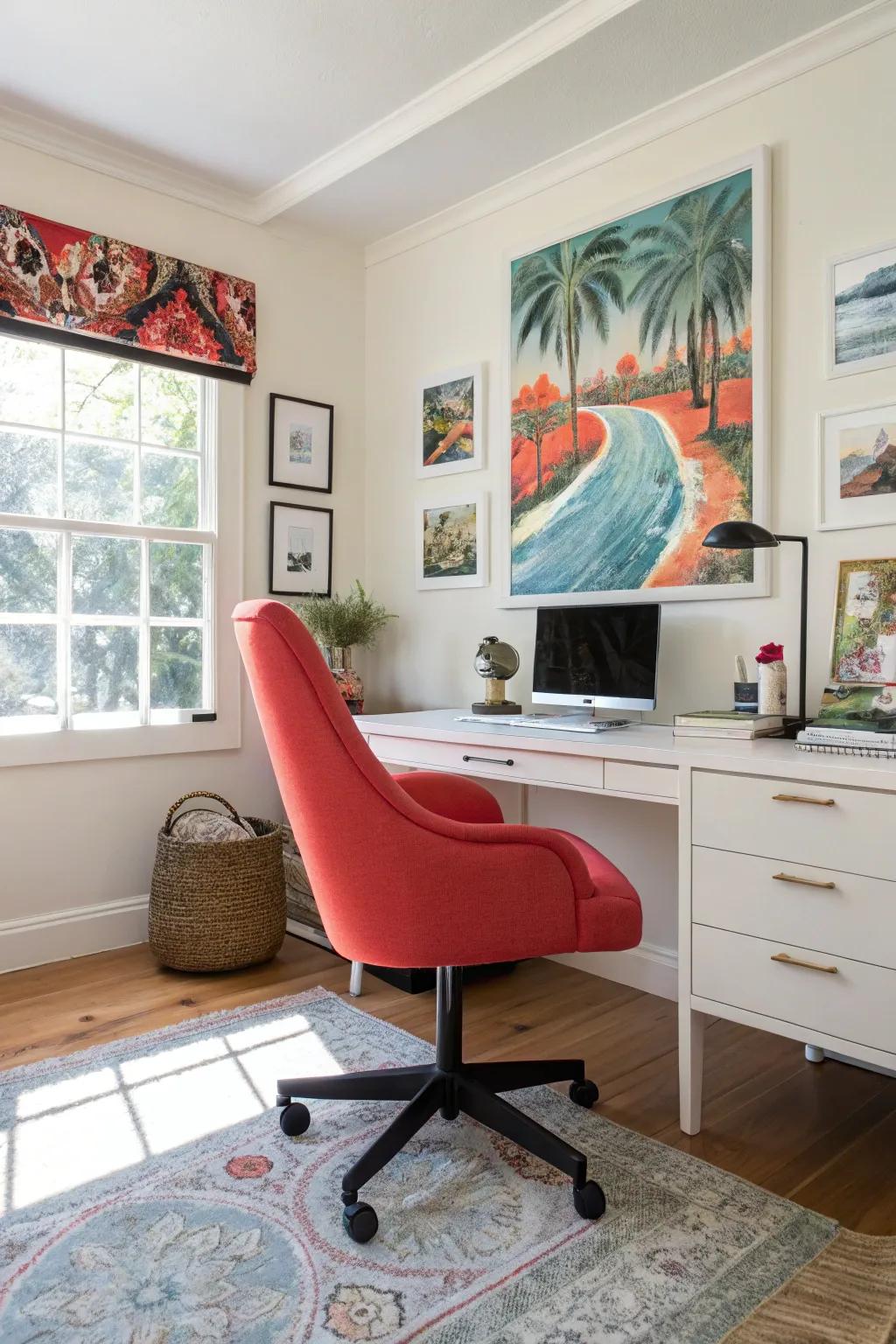 A statement piece that captures attention in a home office.