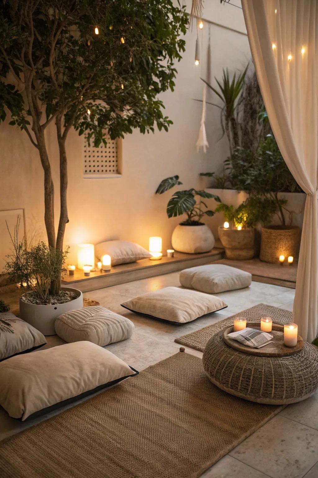 Find peace in a calming contemplation nook.