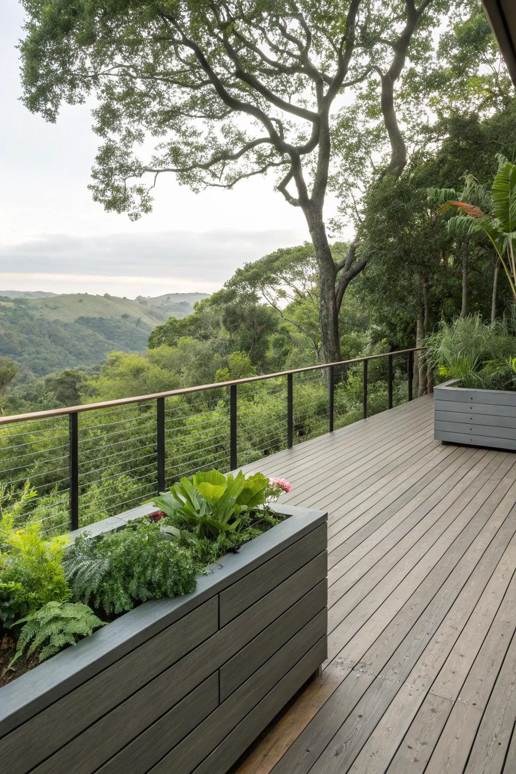 Smooth integration with the scenery elevates the deck's appeal.