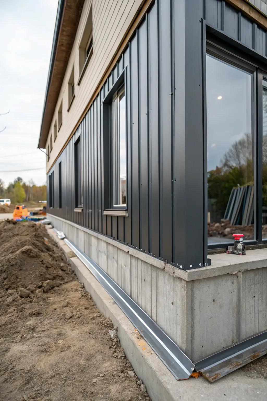 Steel panels provide a modern, industrial look.
