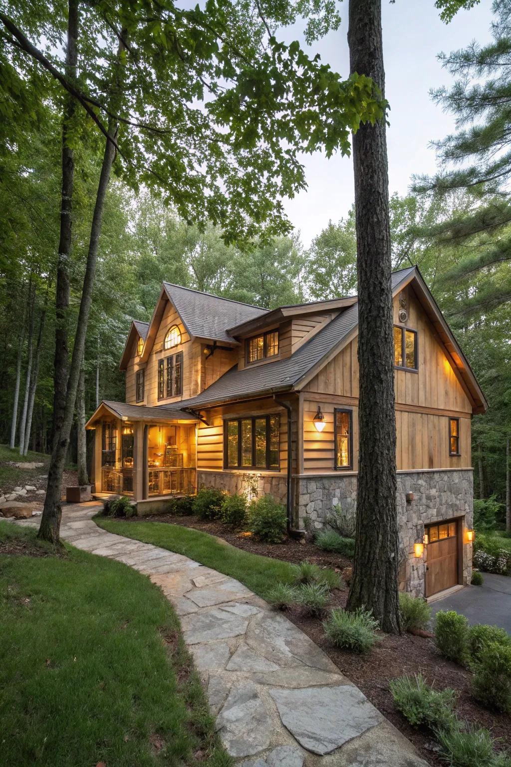 Natural wood trim adds rustic charm to this cozy home.