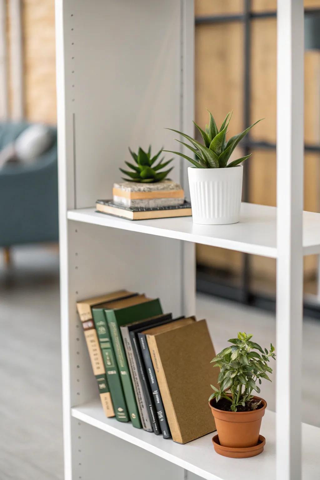Minimalist bookshelf exhibiting negative space.