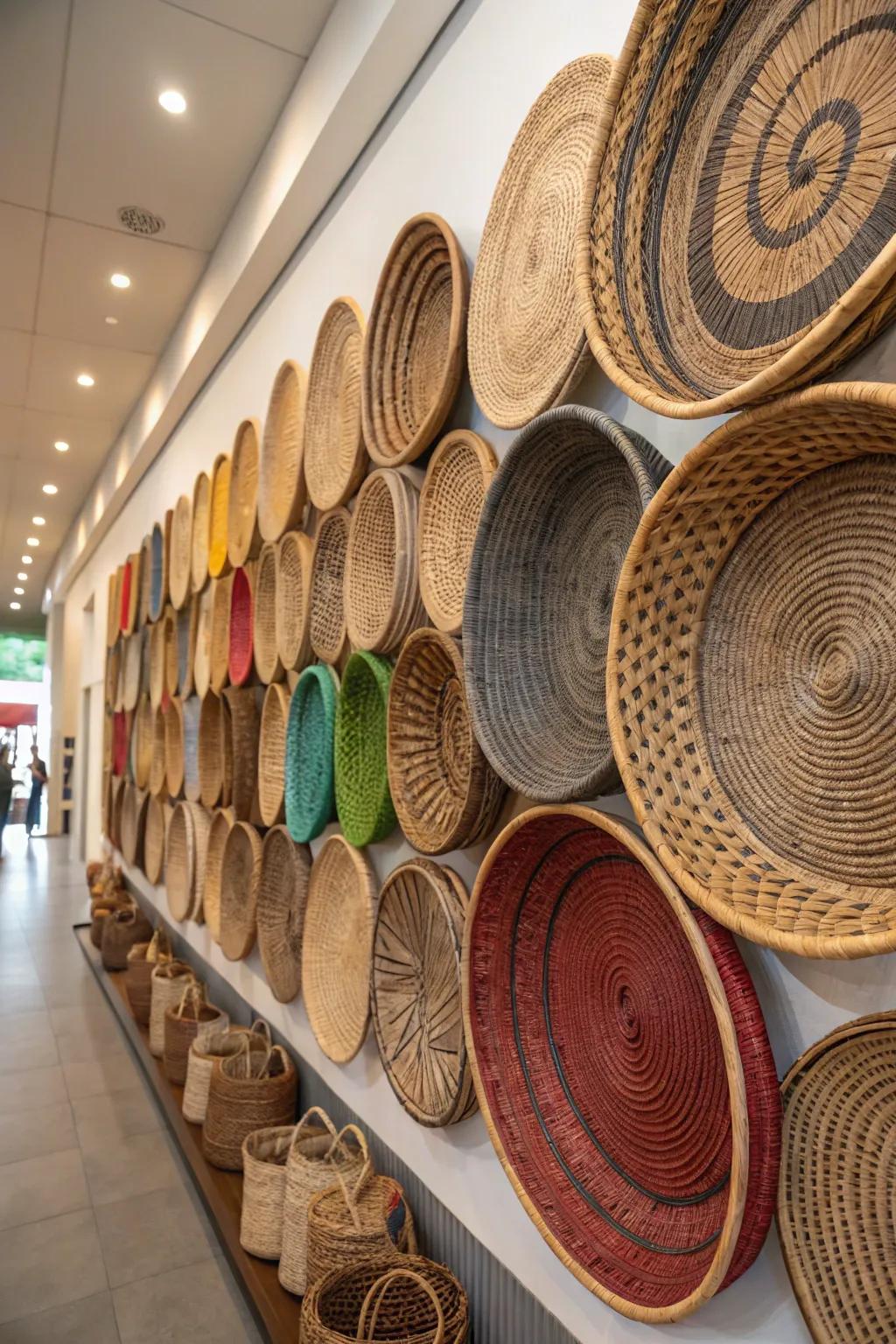 Woven container walls append warmth and texture to expansive, blank areas.