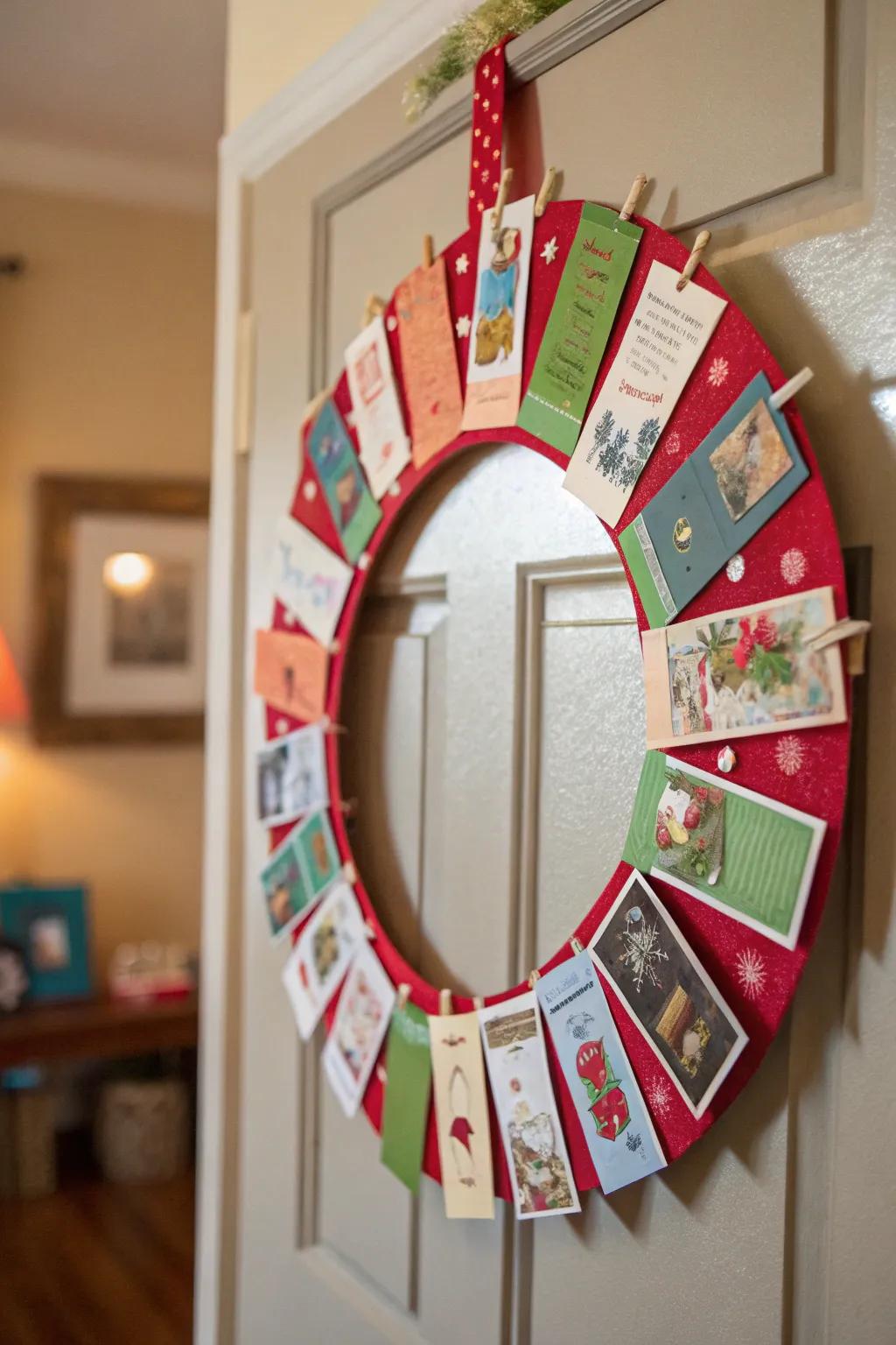 A card circle adds a creative spin to holiday decor.
