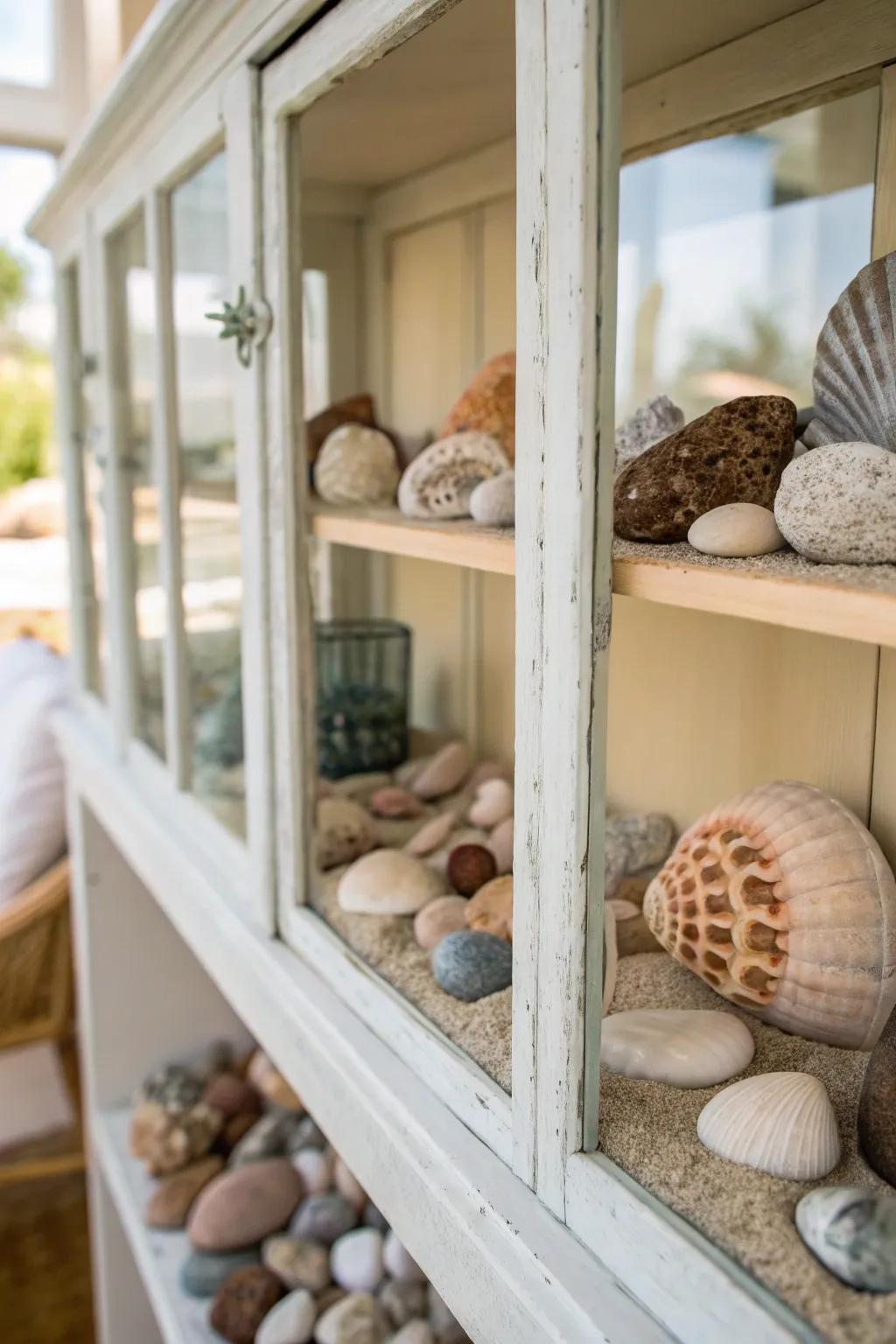 Earthy elements add an organic touch to this cabinet.