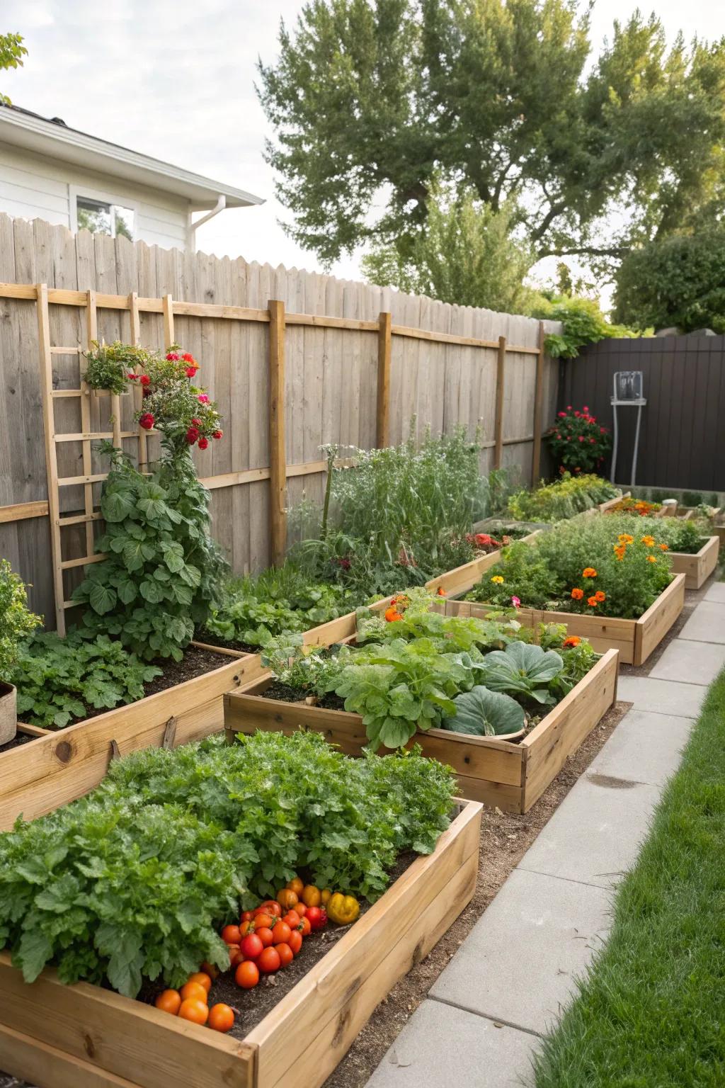Raised garden beds for a productive backyard harvest.