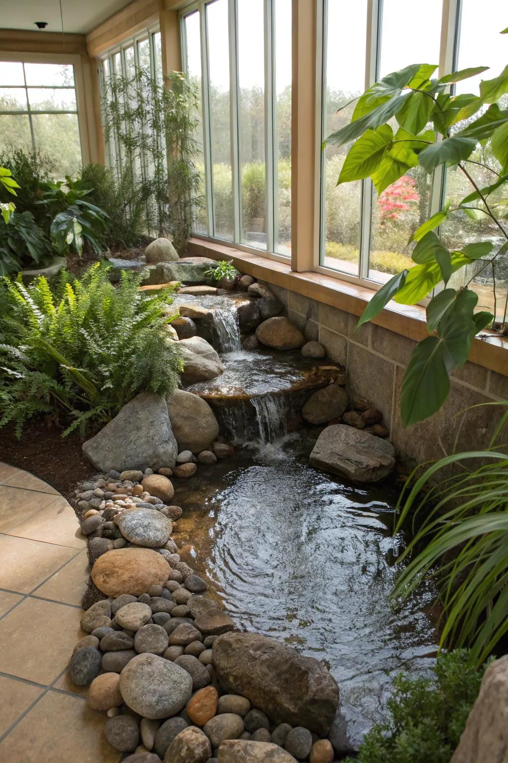 Home riverbeds provide an organic and tranquil aesthetic.
