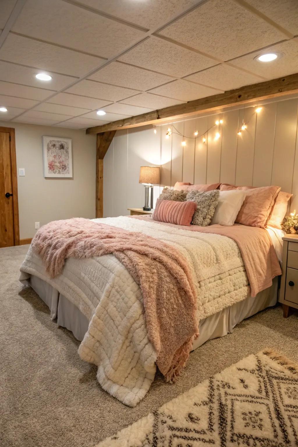 Cozy bedding turns the space into a peaceful escape.