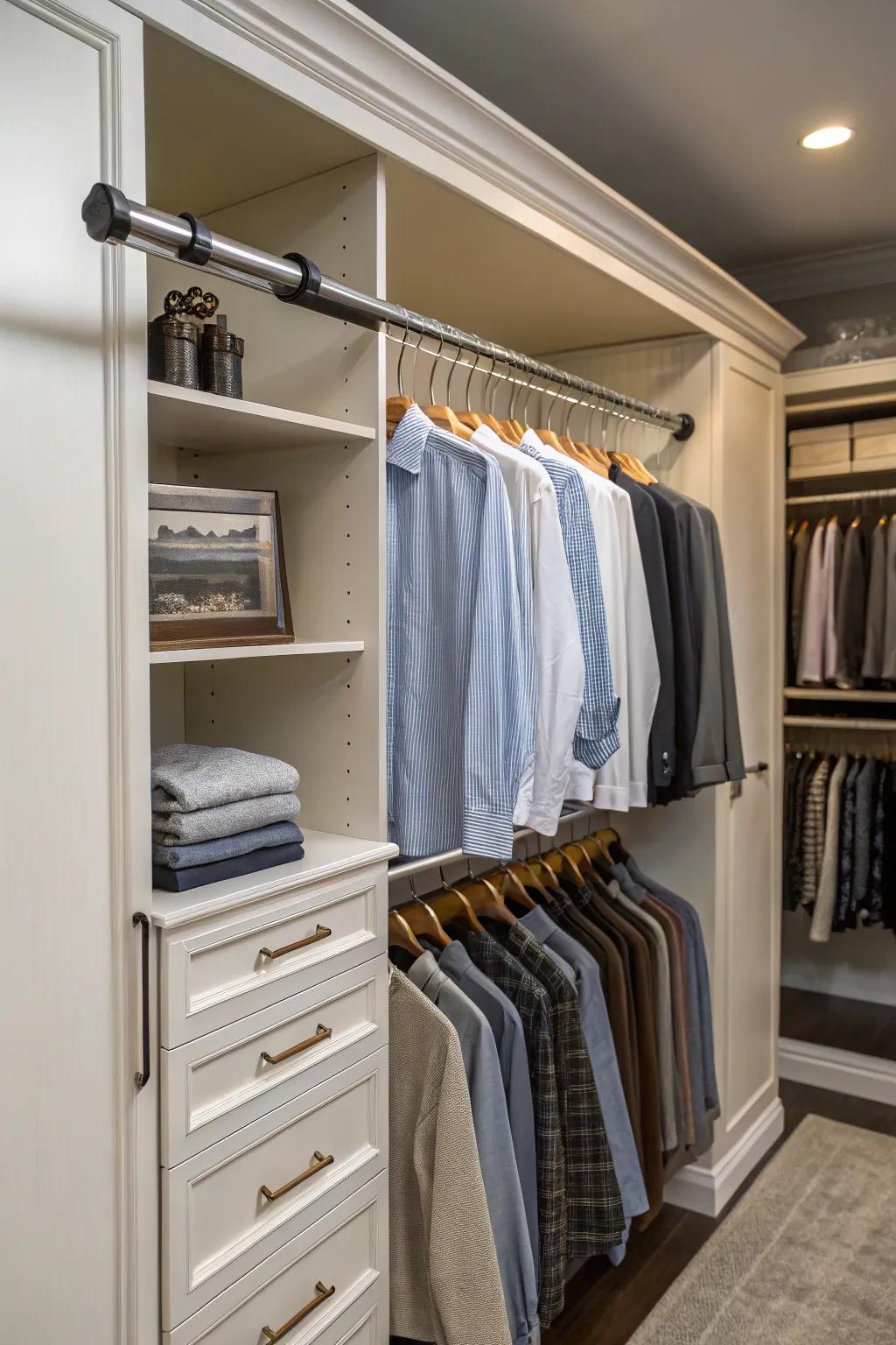 Enhance your closet’s functionality with a practical valet rod.