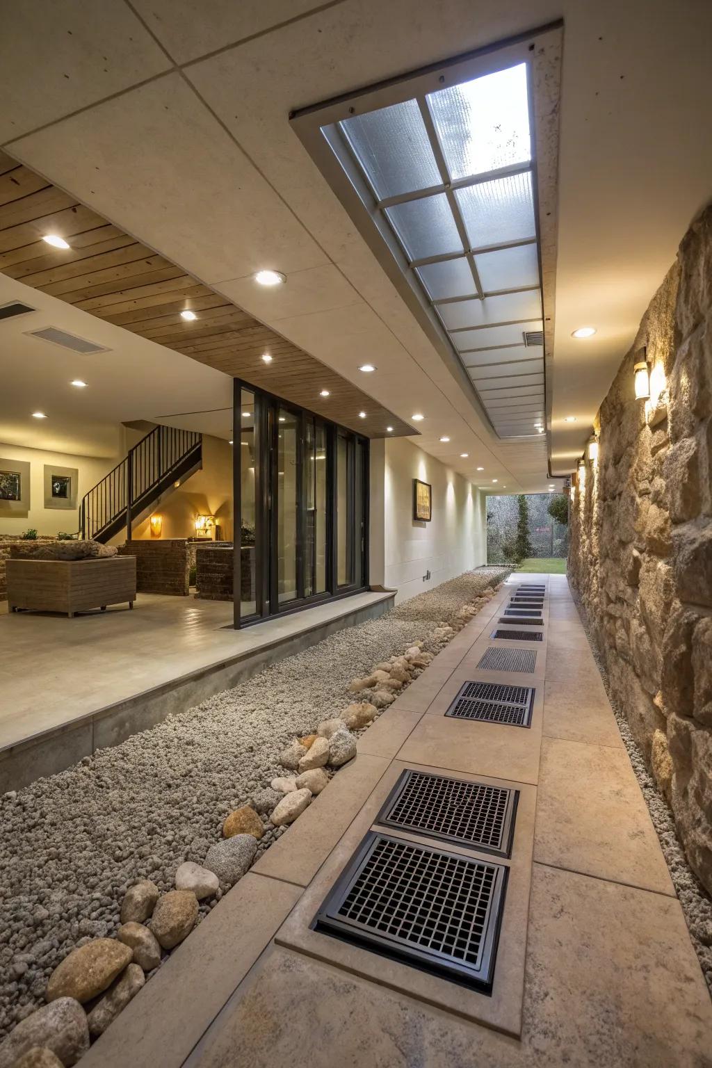 Natural airflow ensures a fresh and comfortable below-ground environment.