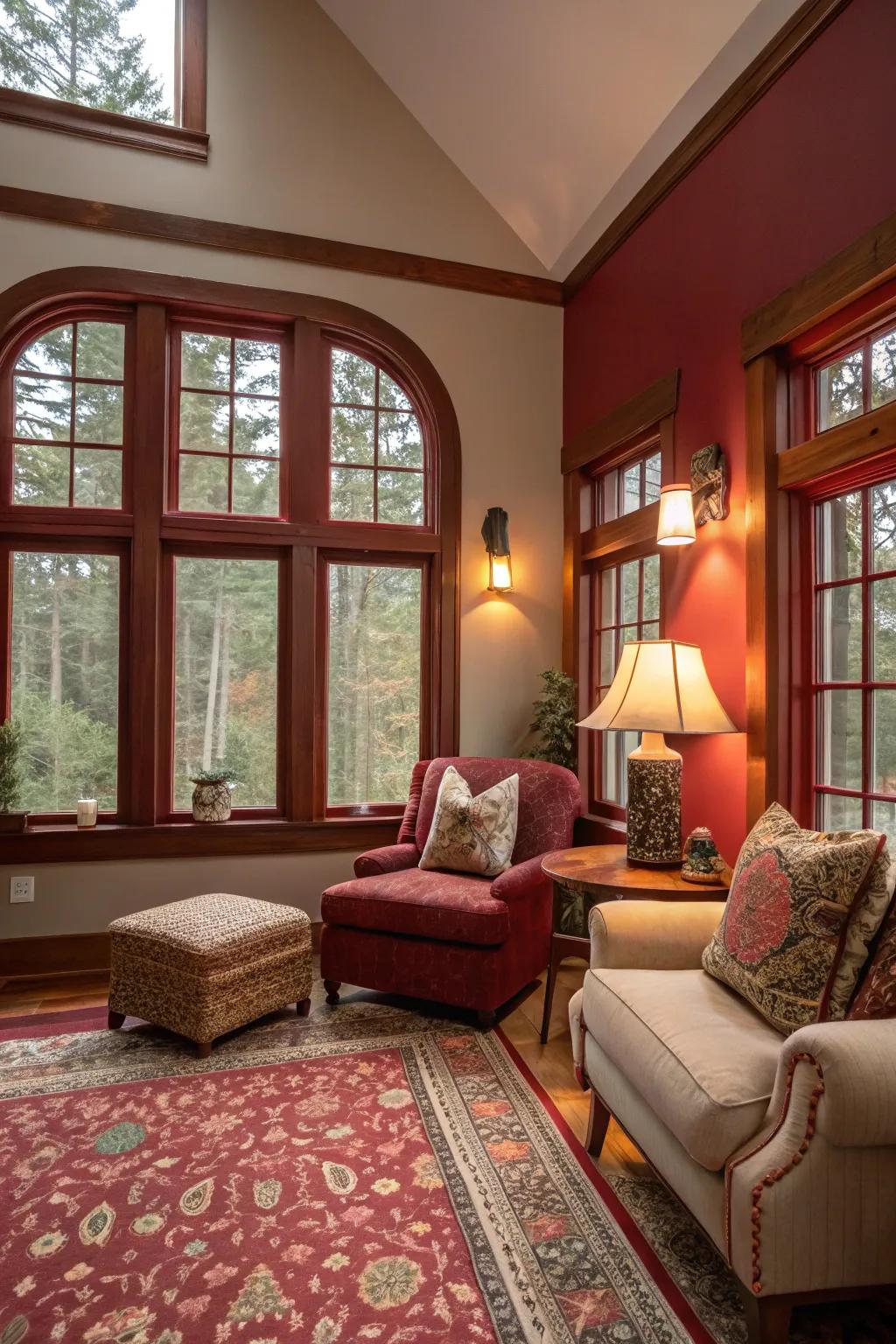 Rich red frames add warmth and coziness to your space.