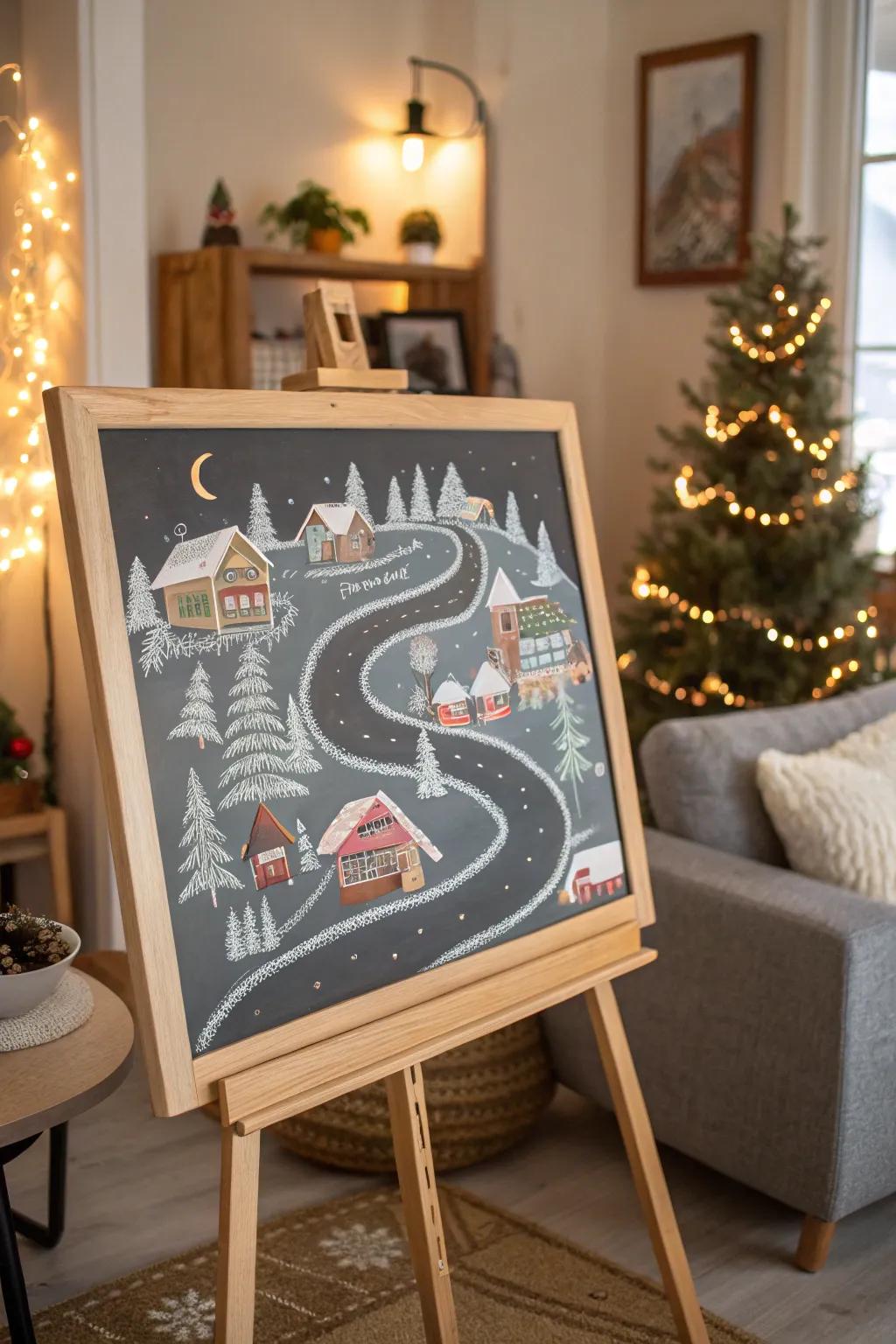 Transport yourself to a snow-kissed village with art.