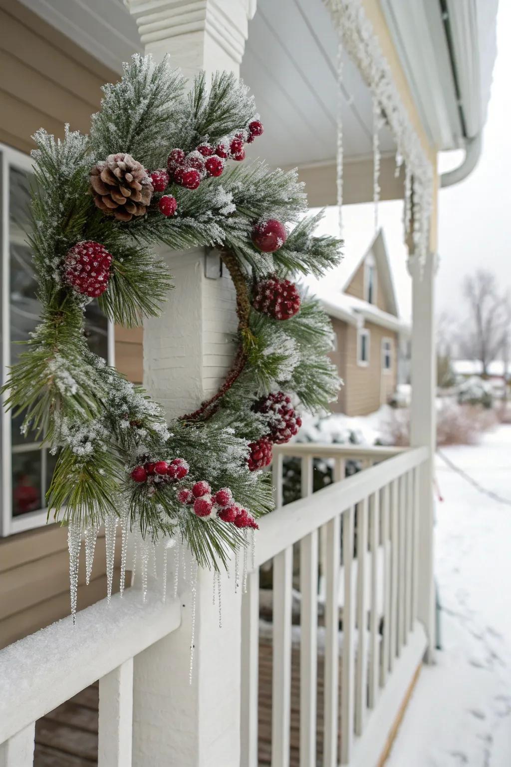 Frosted seeds fashion a traditional and celebratory seasonal garland.