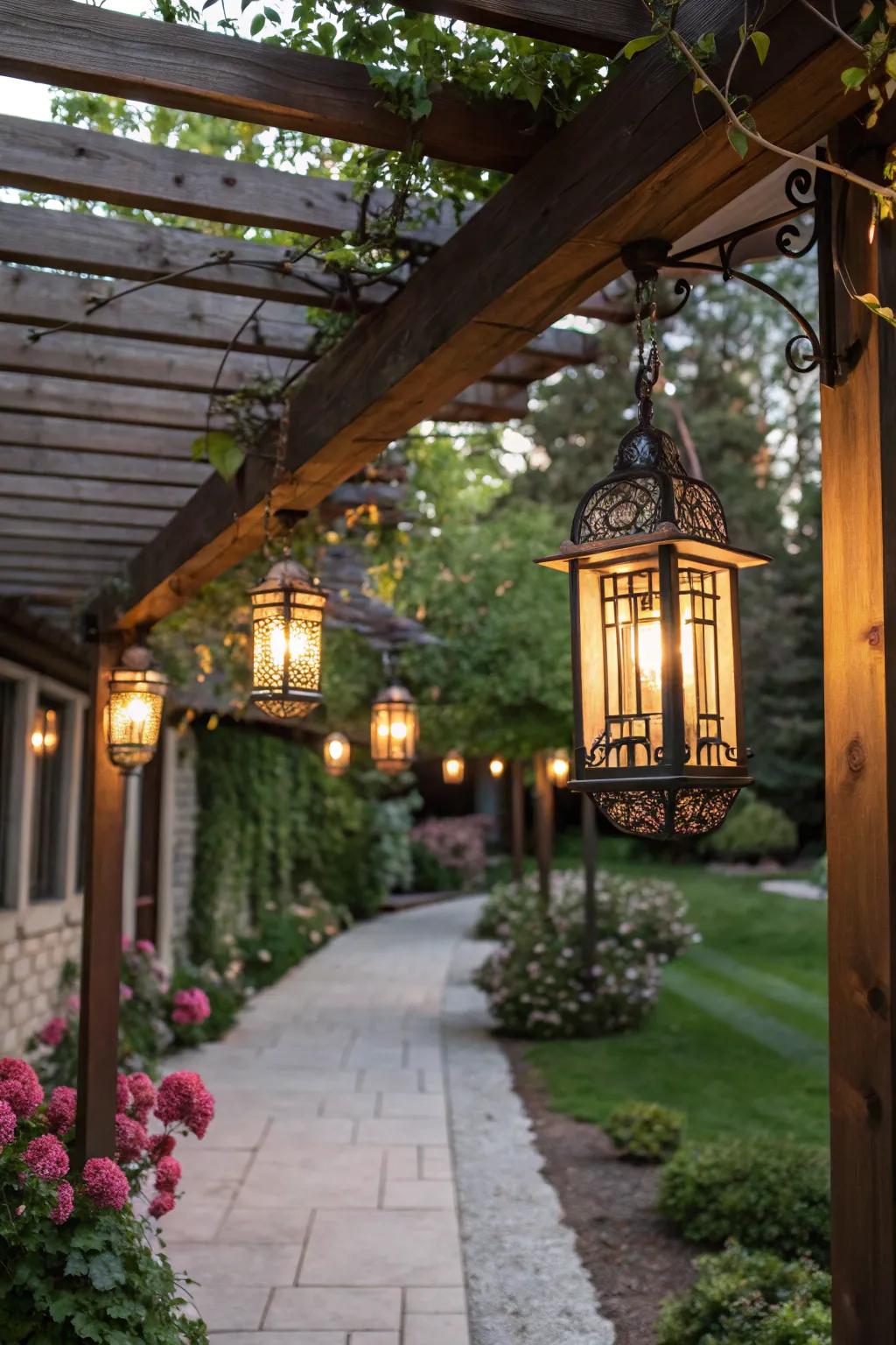 Decorative lights turning pergolas into intimate retreats.