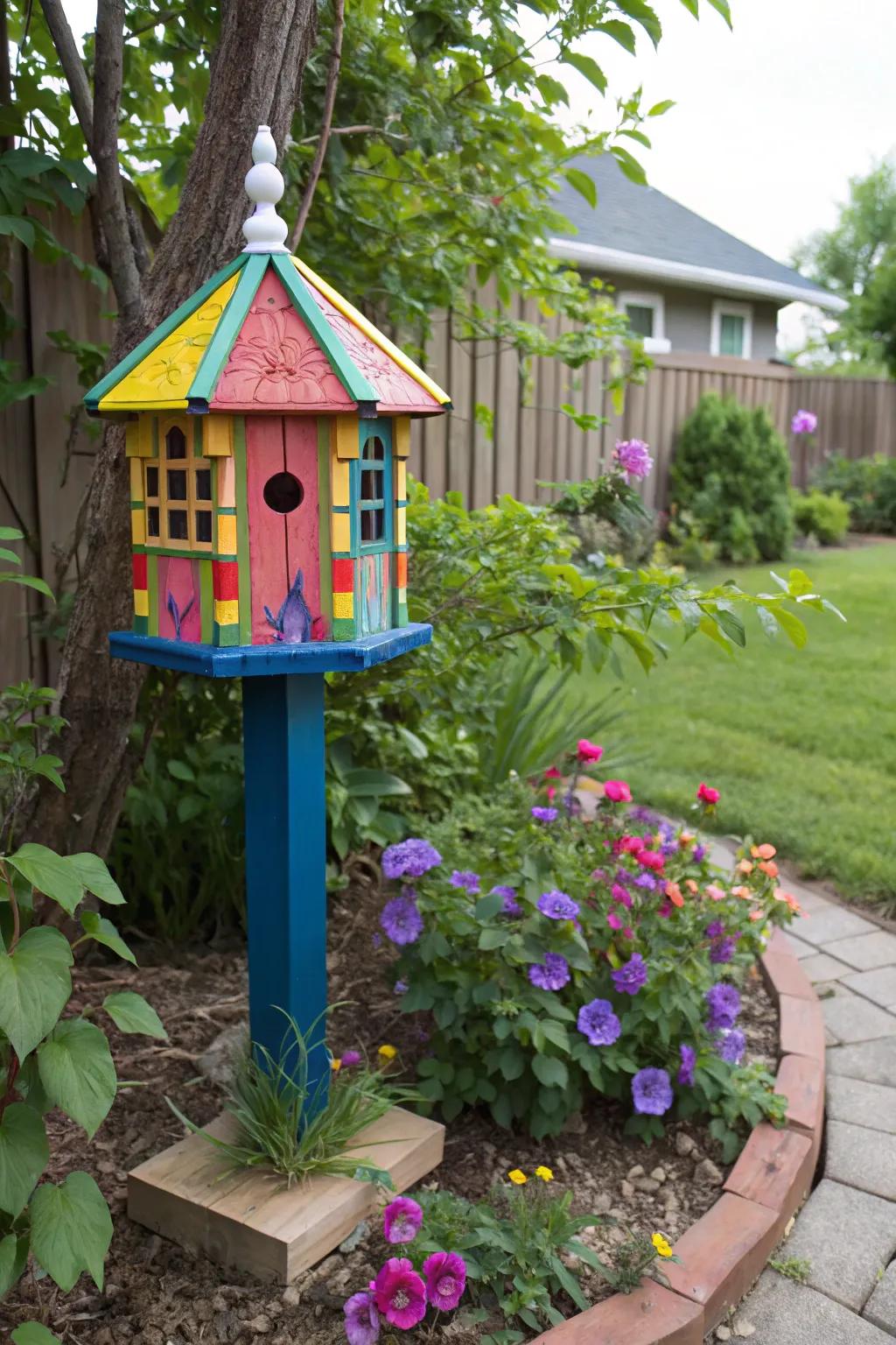 A vibrant feeder transmutes a tranquil angle into a spirited draw.