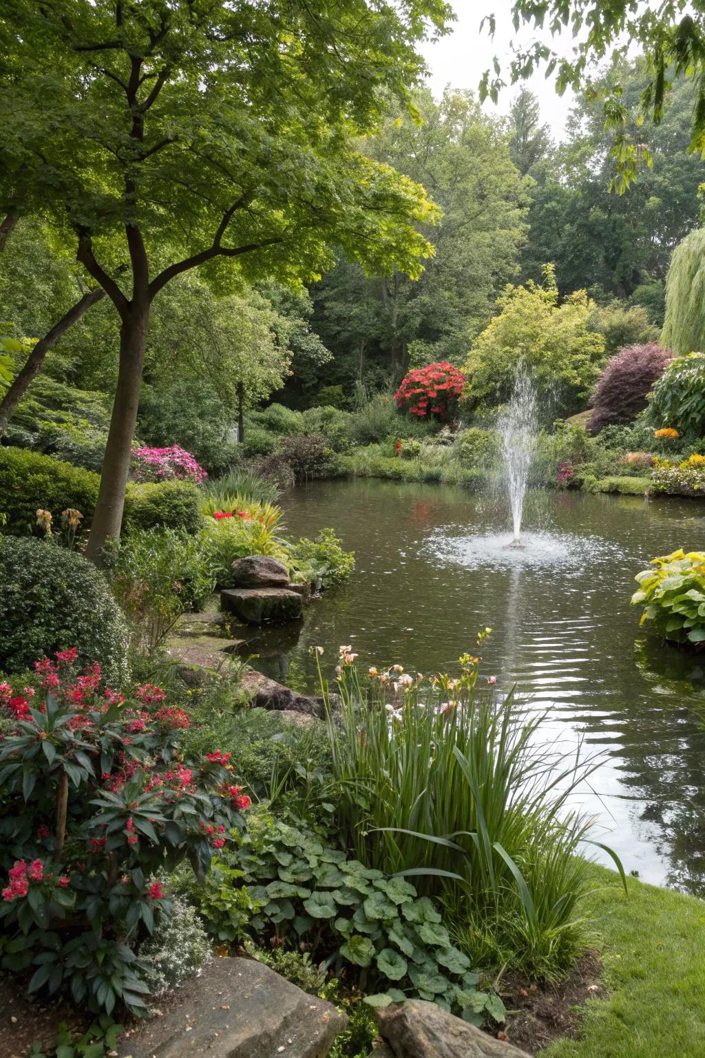 Water features add peace and bring in wildlife.