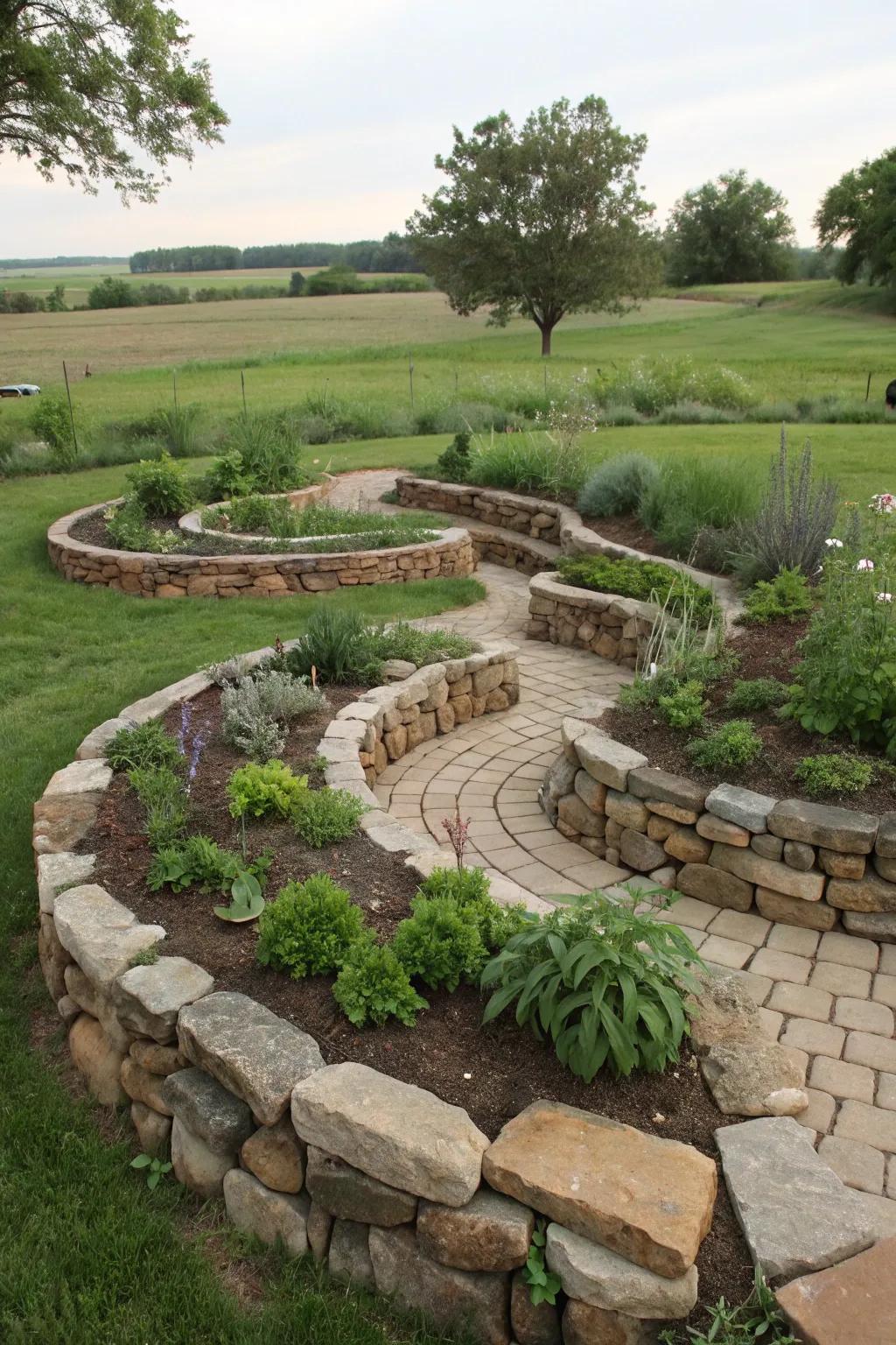 An herb staircase makes the most of planting area while also adding aesthetic appeal.