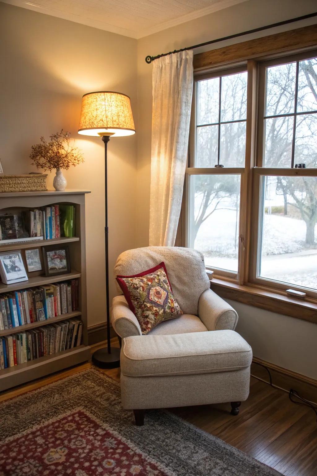 A peaceful retreat for reading and relaxation.