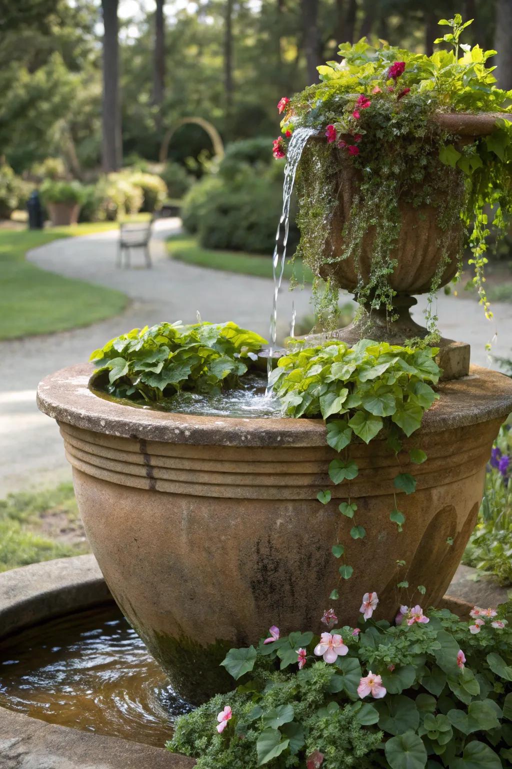 Set the stage for relaxation with a water feature.