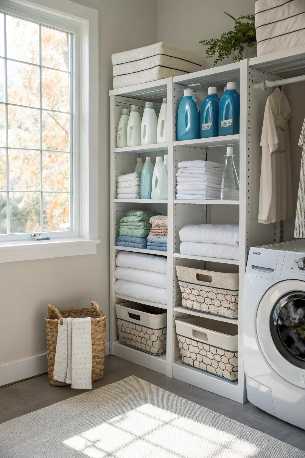 Make the most of vertical space using clever shelving.