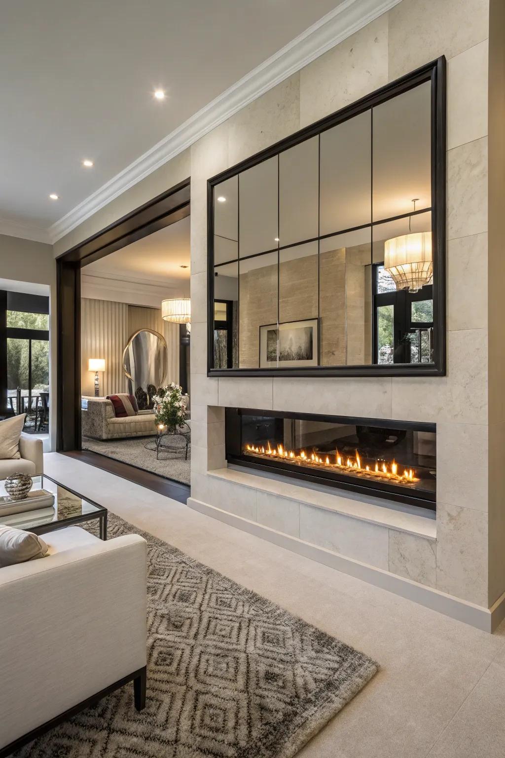Improve light and space with mirrors around your hearth.
