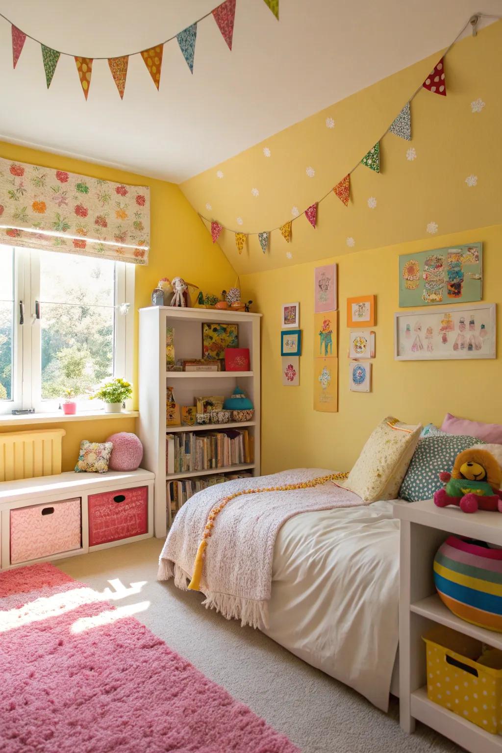 Happy yellow walls bringing warmth and energy.