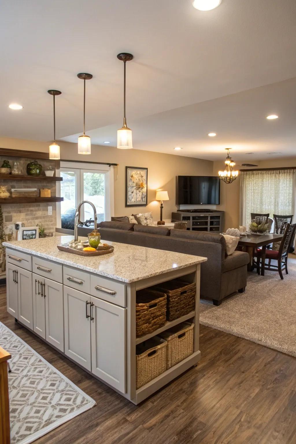 A multi-purpose island serves as a central, versatile hub.