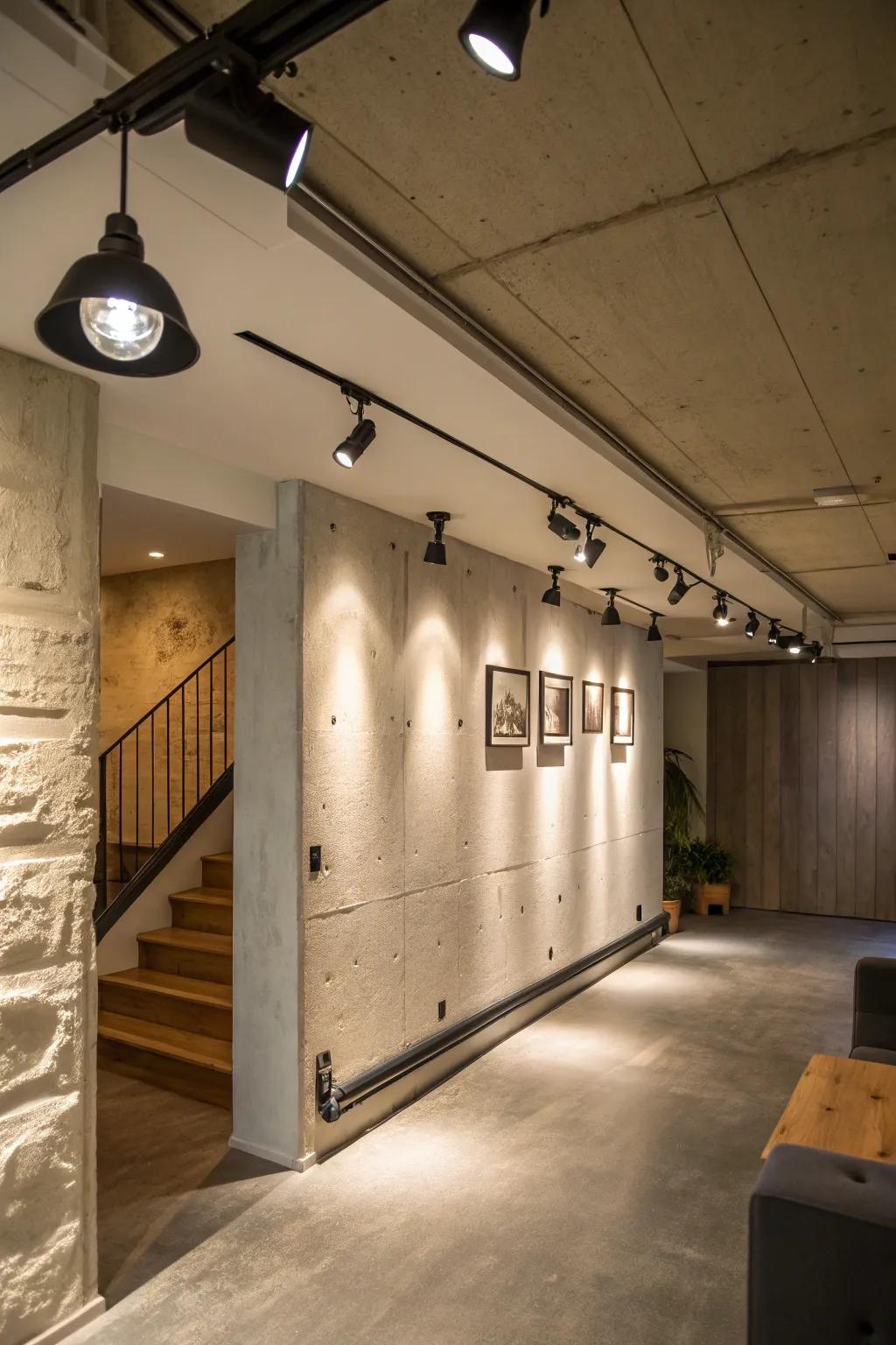 Understated lighting keeps the ceiling feeling open.