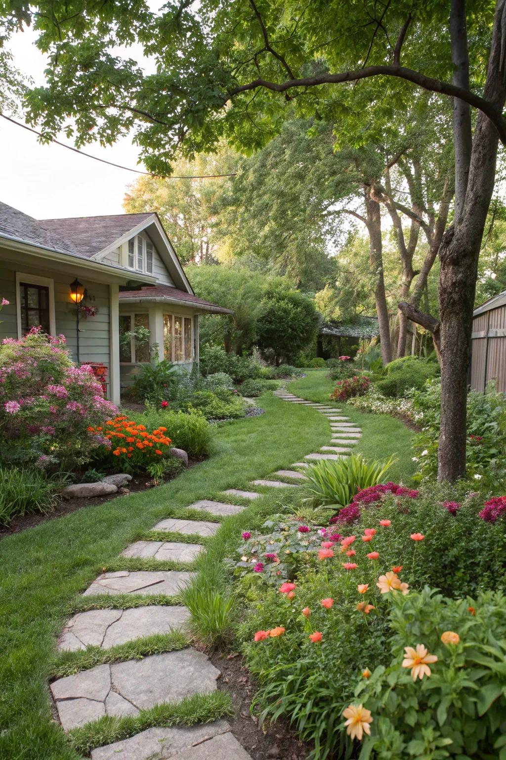 A stepping stone path guiding visitors through the garden.