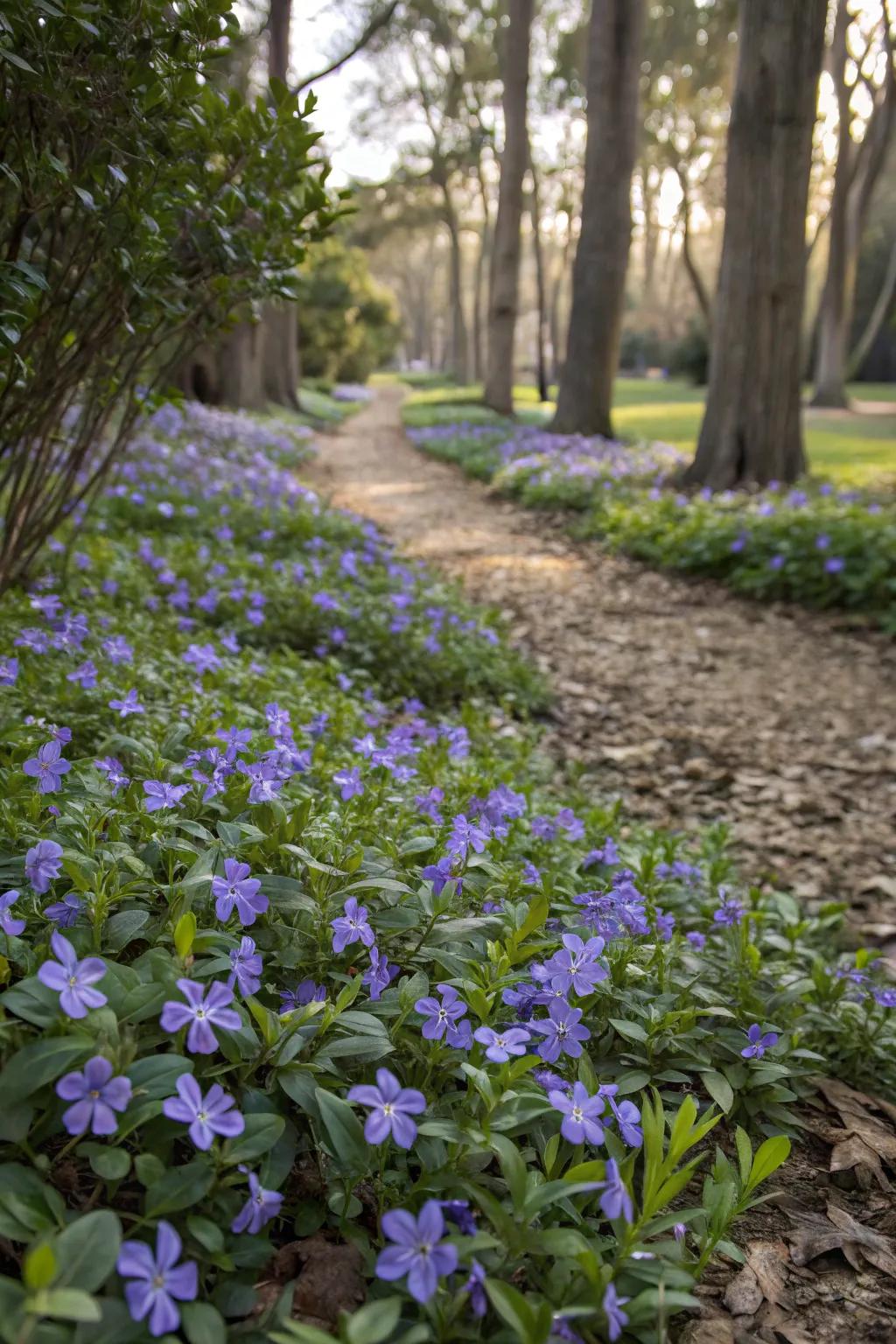 Ordinary Lavender Twinkle offering thick coverage in a shaded garden.