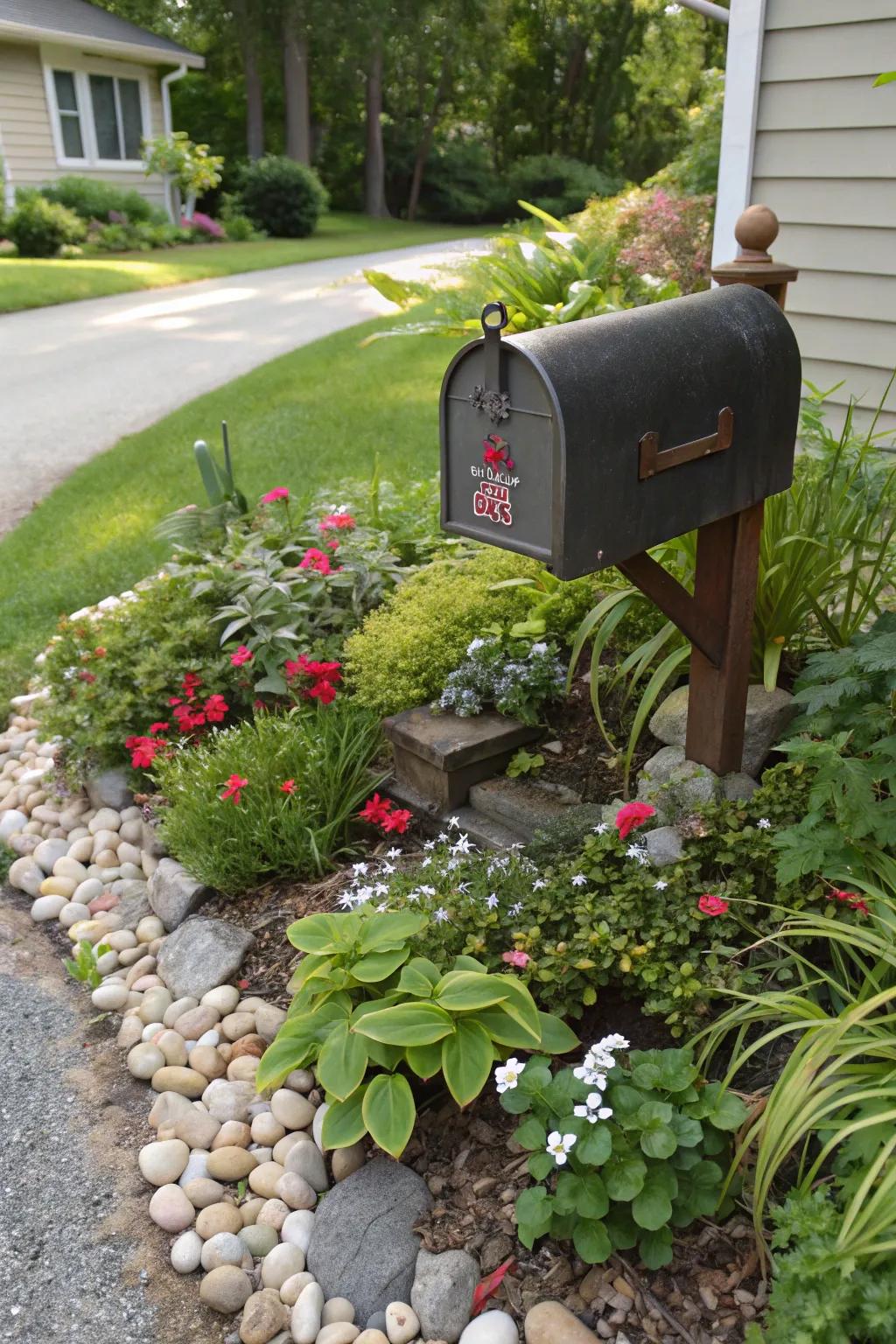 Craft a charming mini garden around your mailbox for a magical touch.