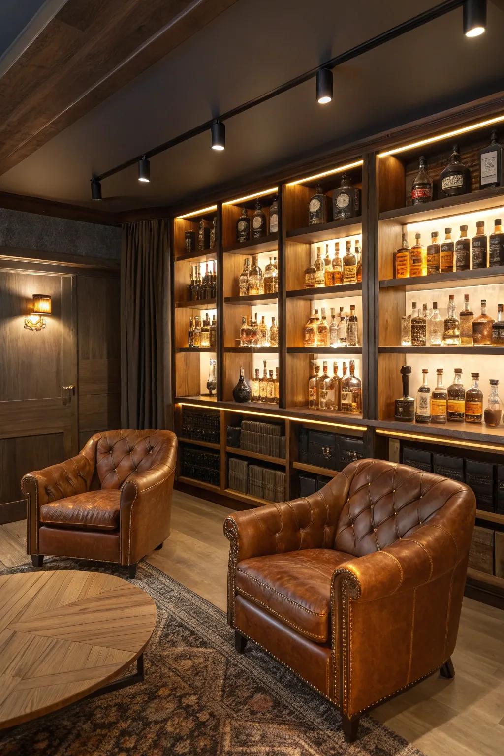 Find elegance with a dedicated whiskey space.