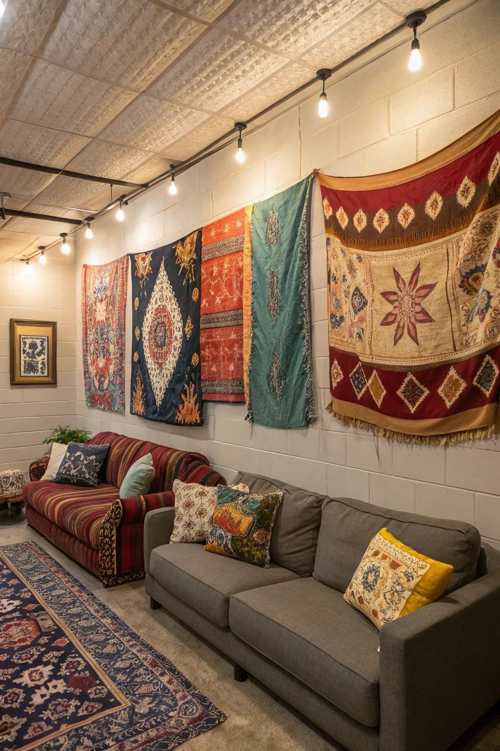 Fabric wall hangings add comfort and style to your cave.