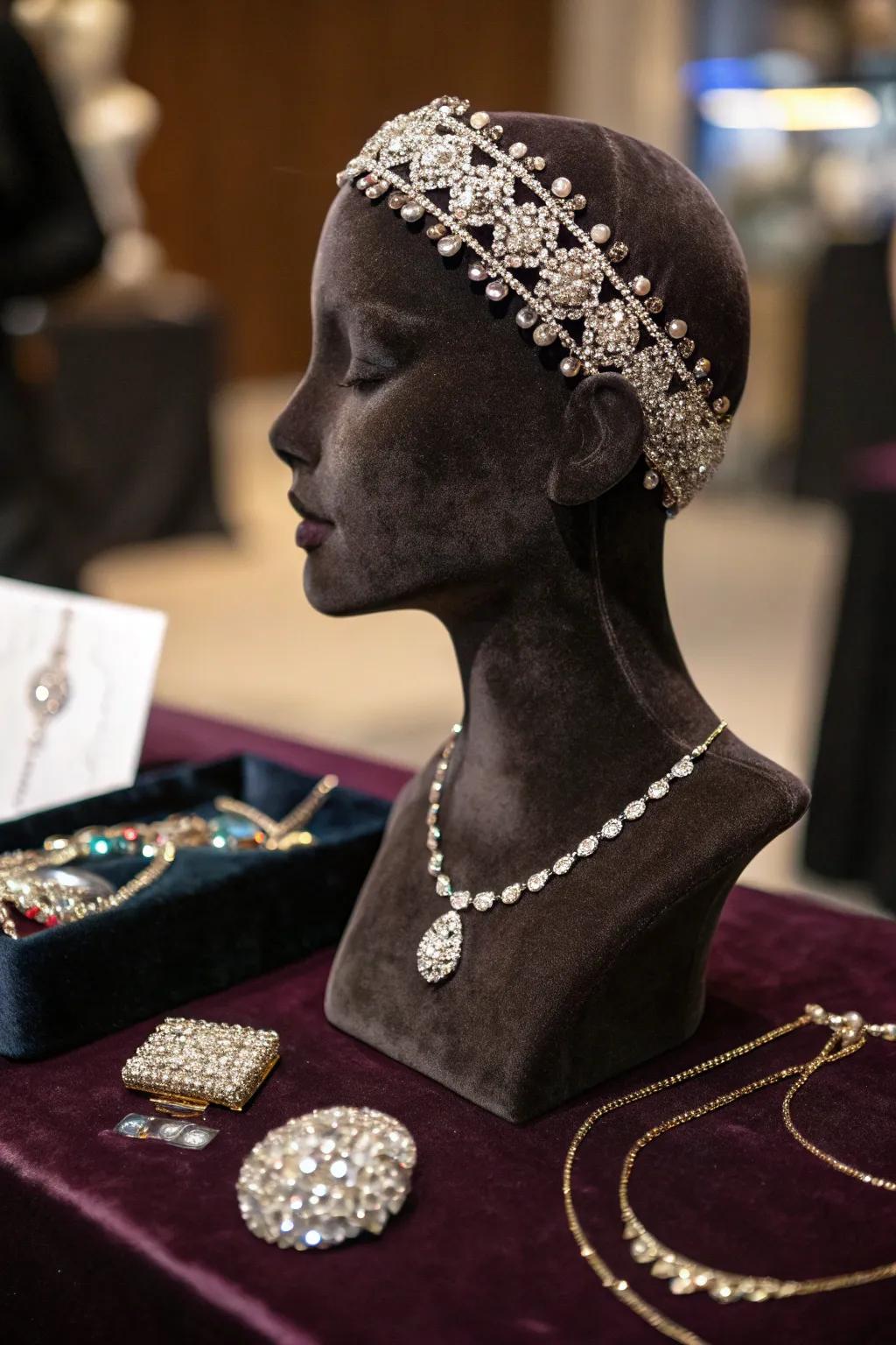 Gemstone enhancements infuse decor with sparkle and glamour.