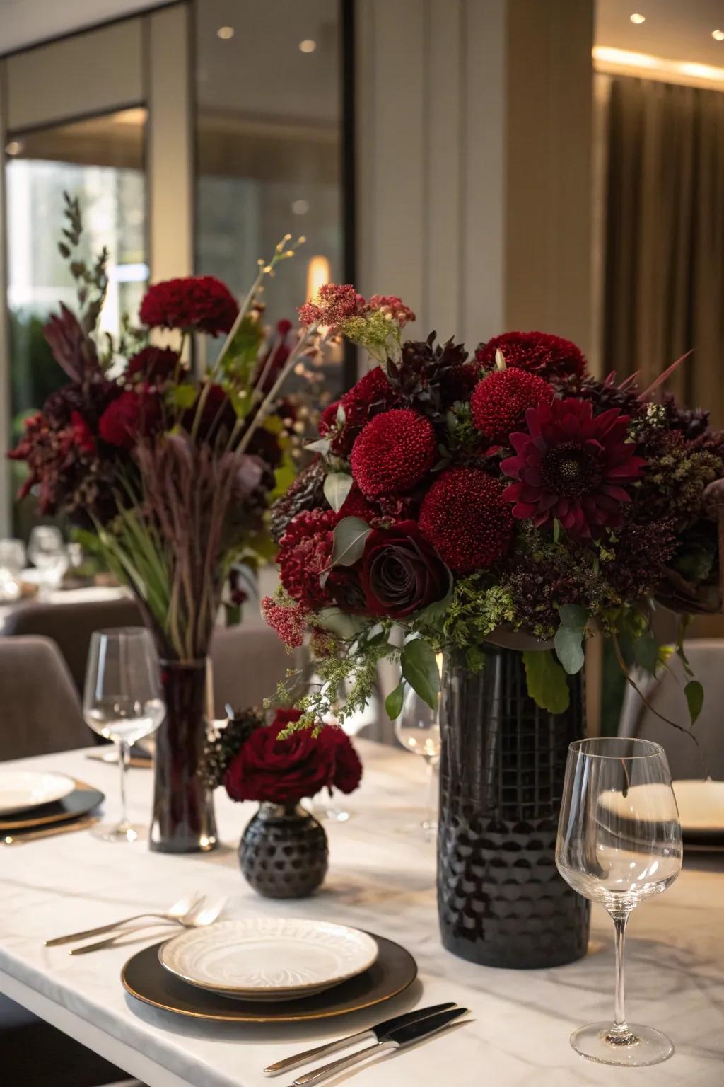 Shadowy florals provide a bold and rich declaration.