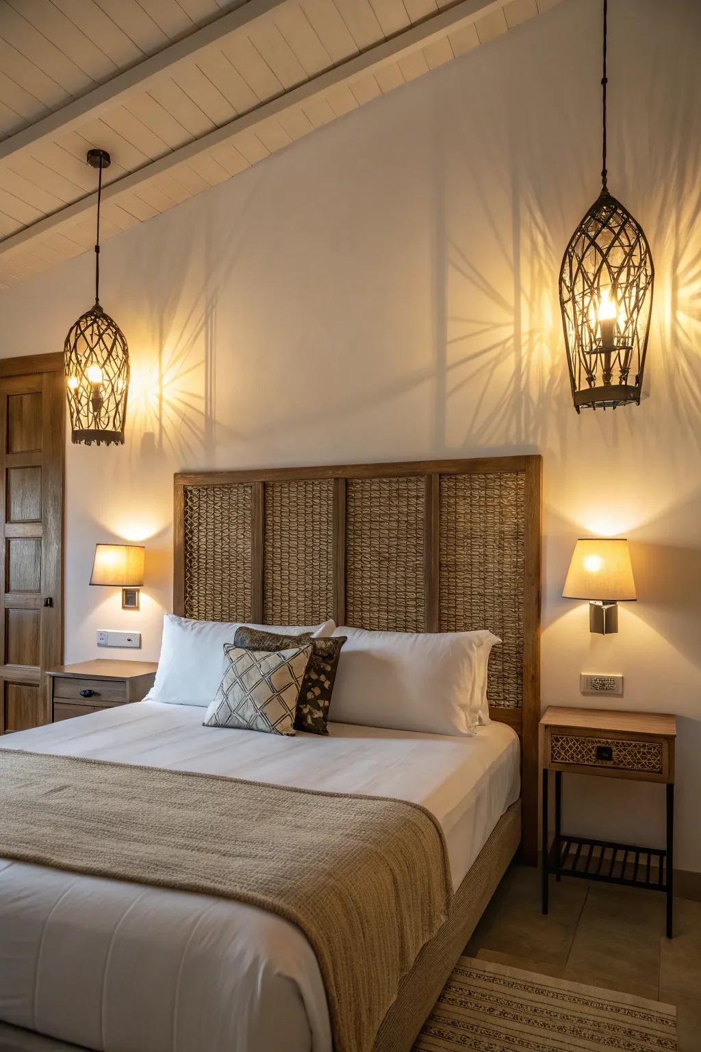 Coordinated fixtures provide balance and symmetry.