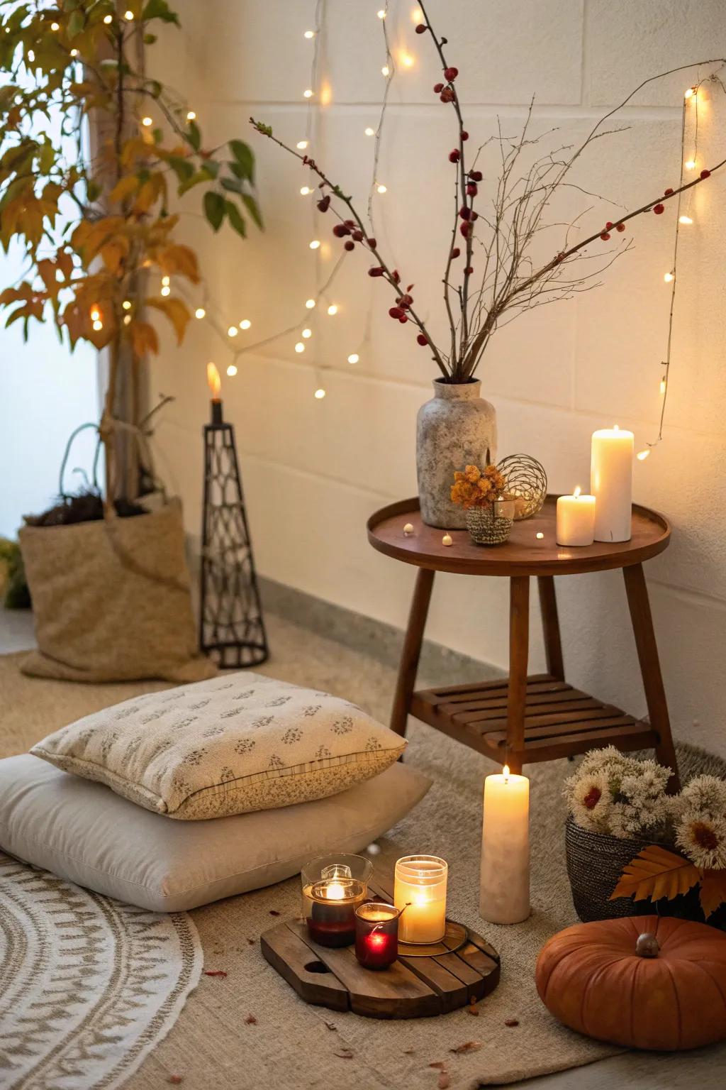 Embrace the changing seasons with adaptable meditation decor.