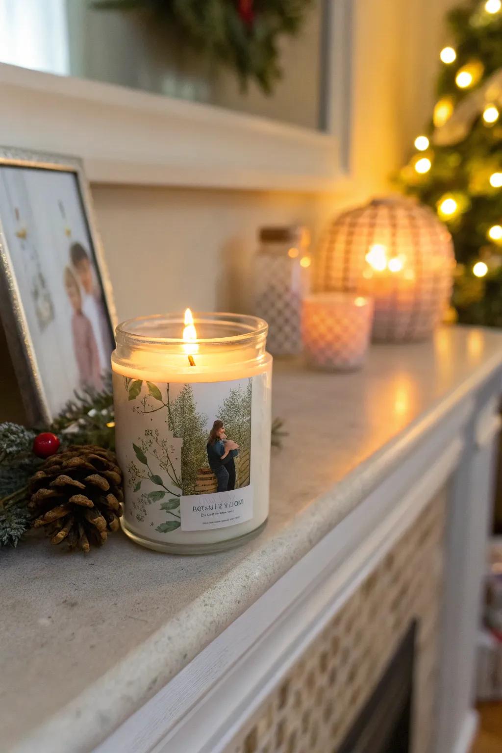 Photo candles combine warmth and memories in home d&eacute;cor.