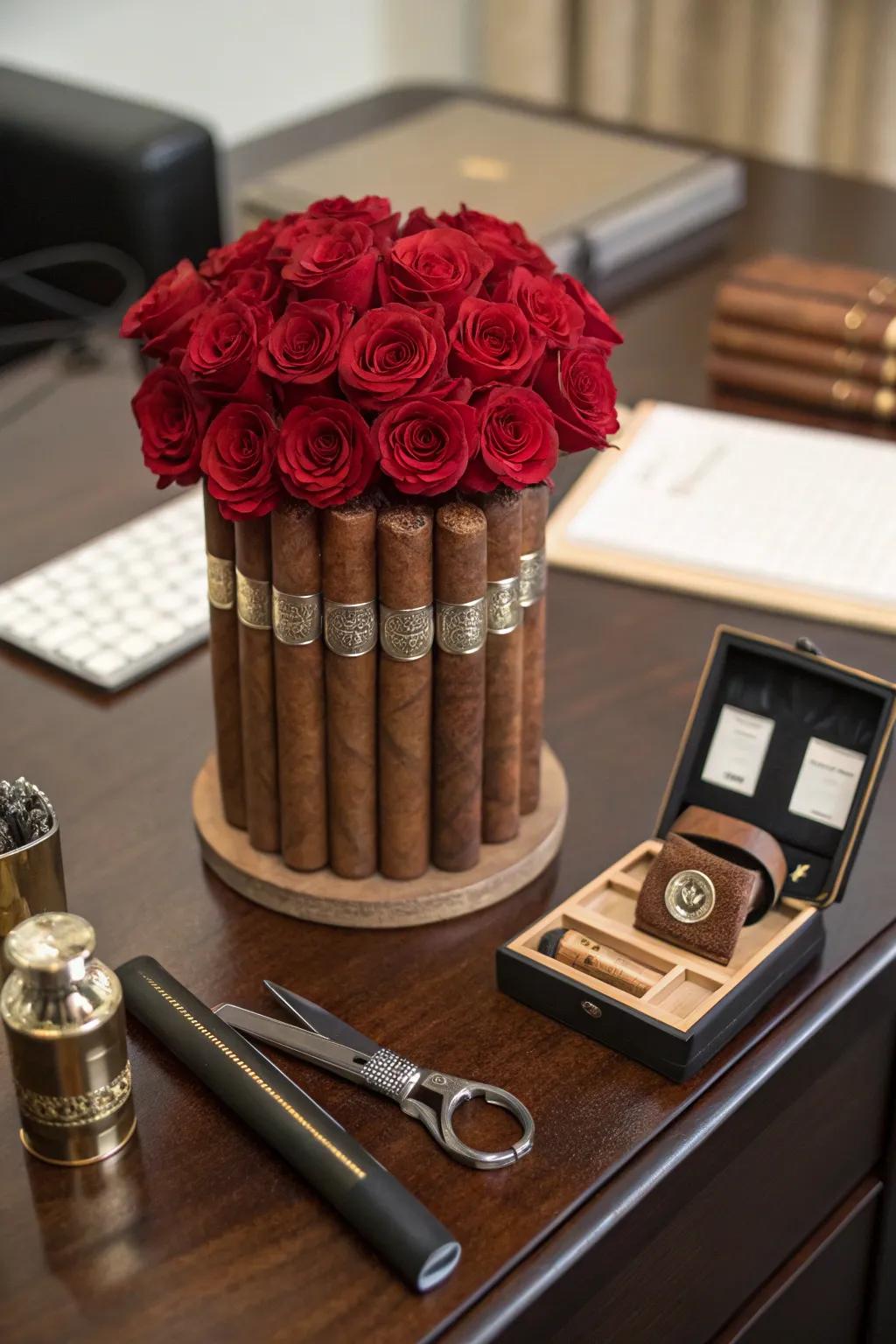 Cigar lover's bouquet, a fancy gift for cigar fans.