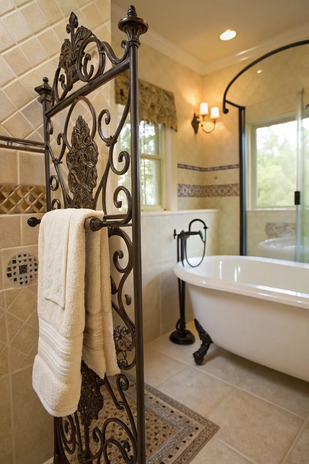 Wrought iron fixtures add strength and character.