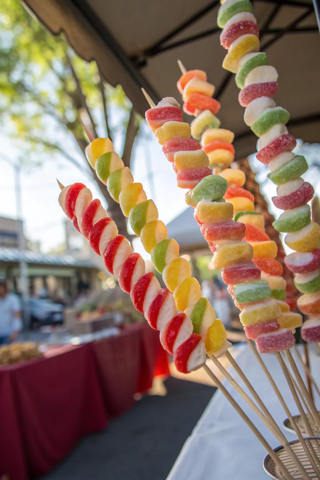 Incorporate a pop of color and fun with candy sticks, a visually appealing treat for your candy buffet.