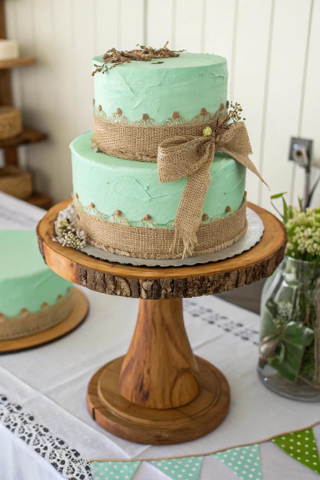A chartreuse cake radiating down-to-earth beauty and charm.