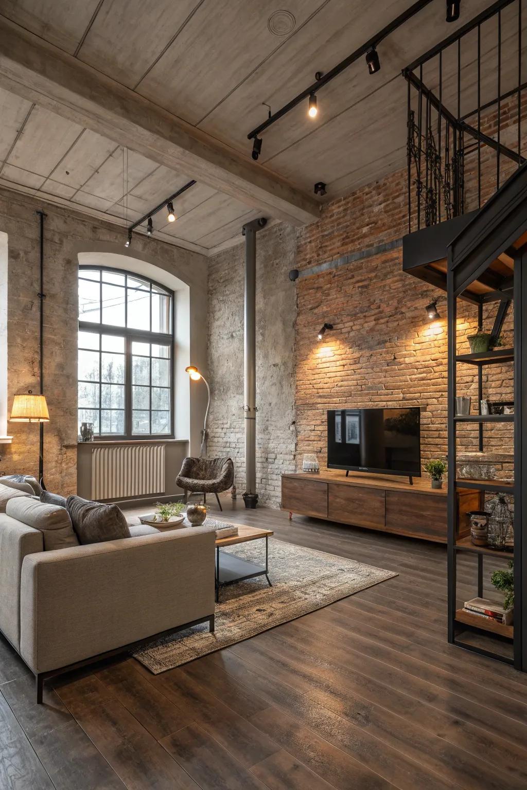 Concrete and timber fashion a refined, industrial-chic ambiance.