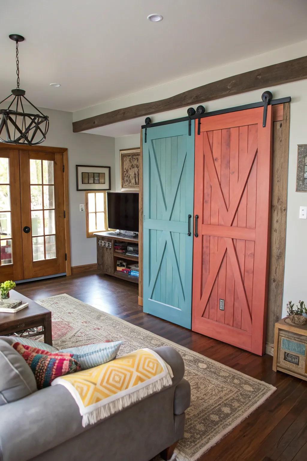 Upcycled bifold doors add a distinctive, sustainable element.