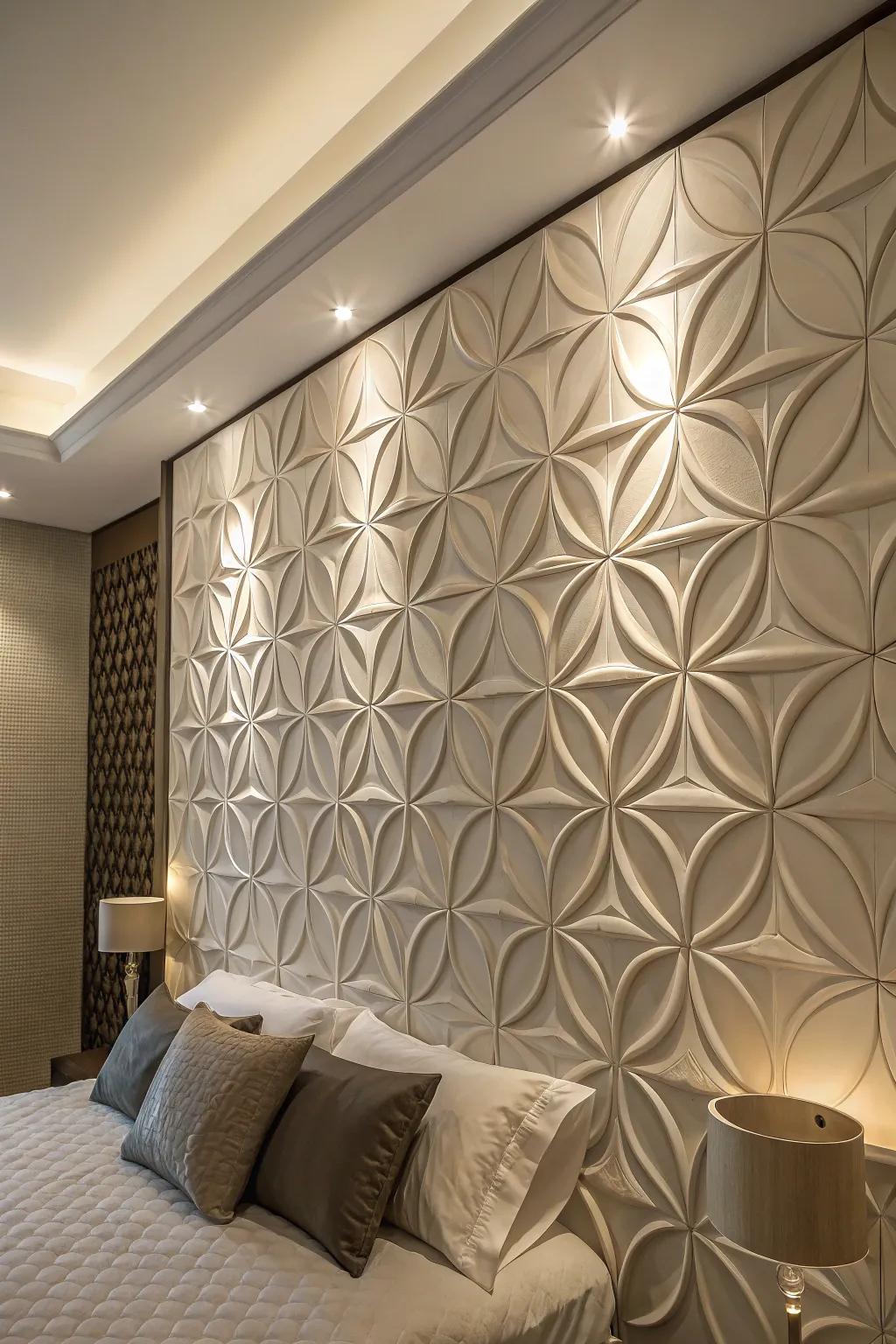 Carved panels introduce three-dimensional artistic depth.