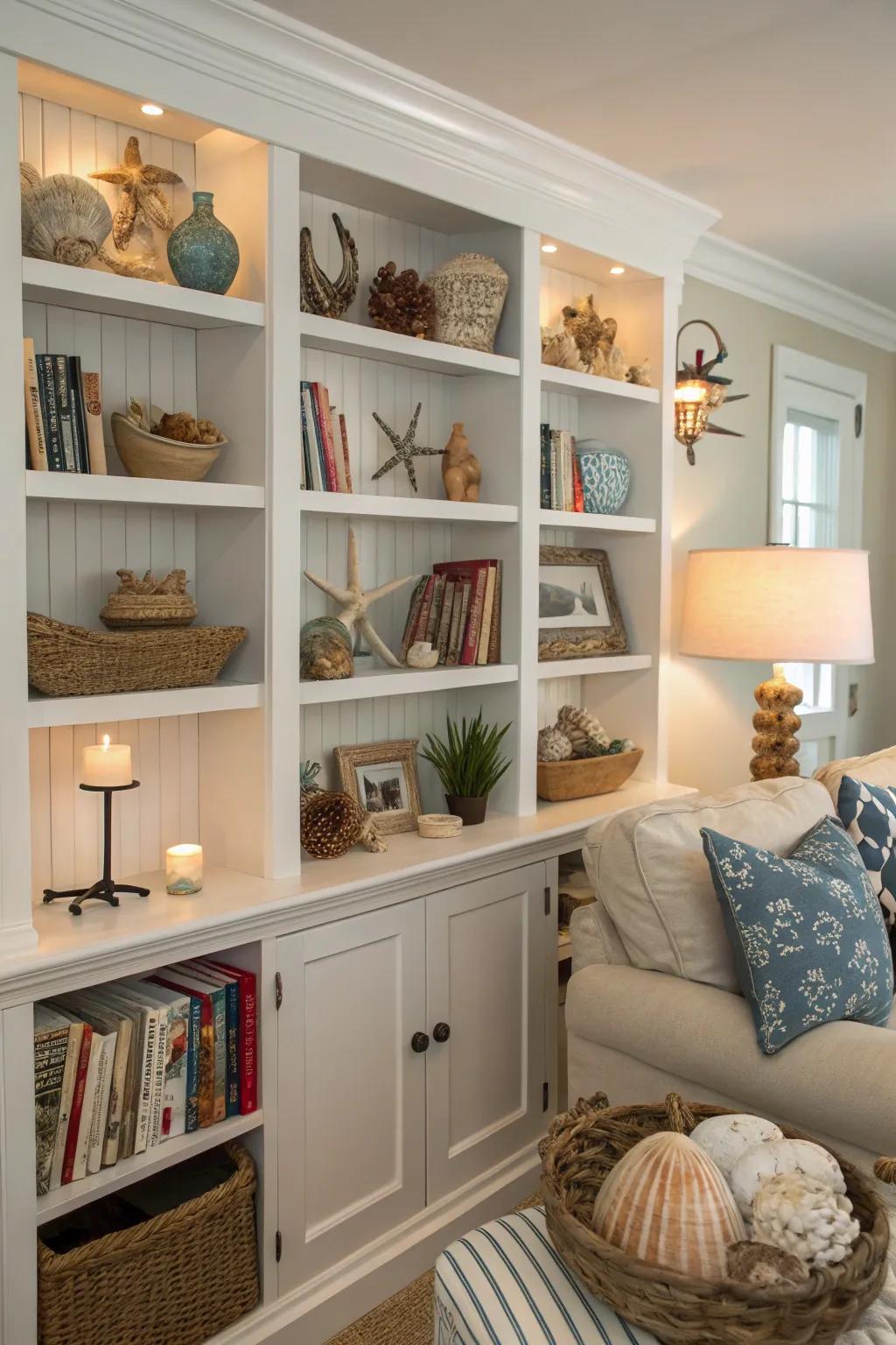 Display shelves allow for personal expression.