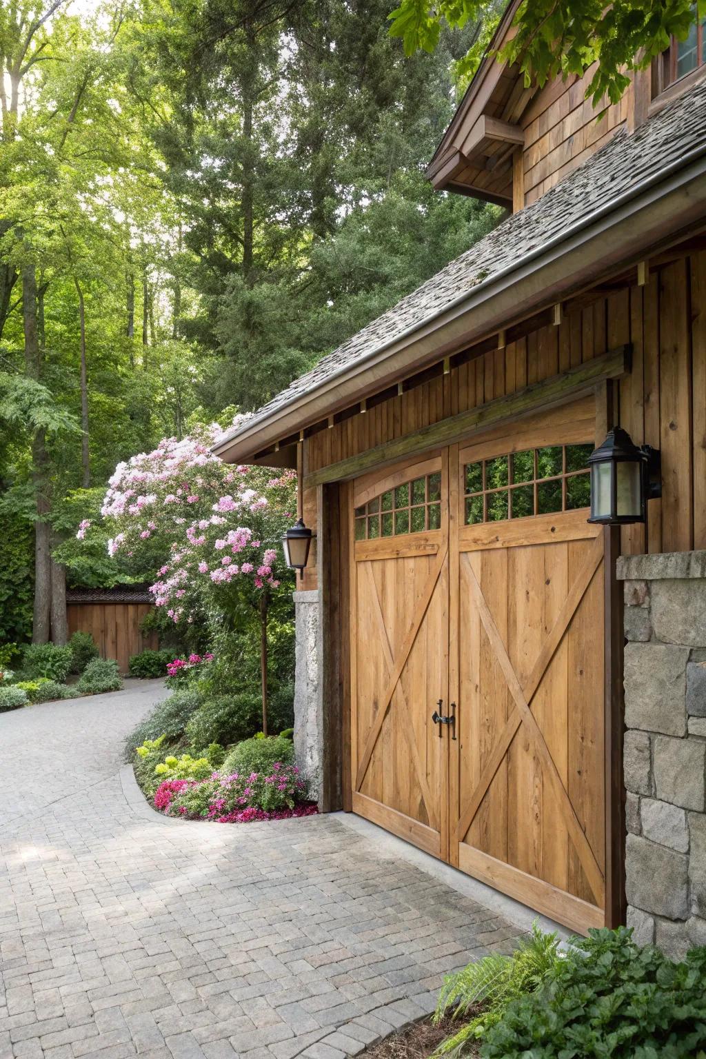 Natural timber shades harmonize with the surrounding environment.