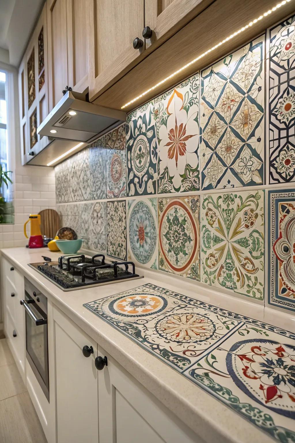 Arabesque tiles bring exotic flair and intricate designs.