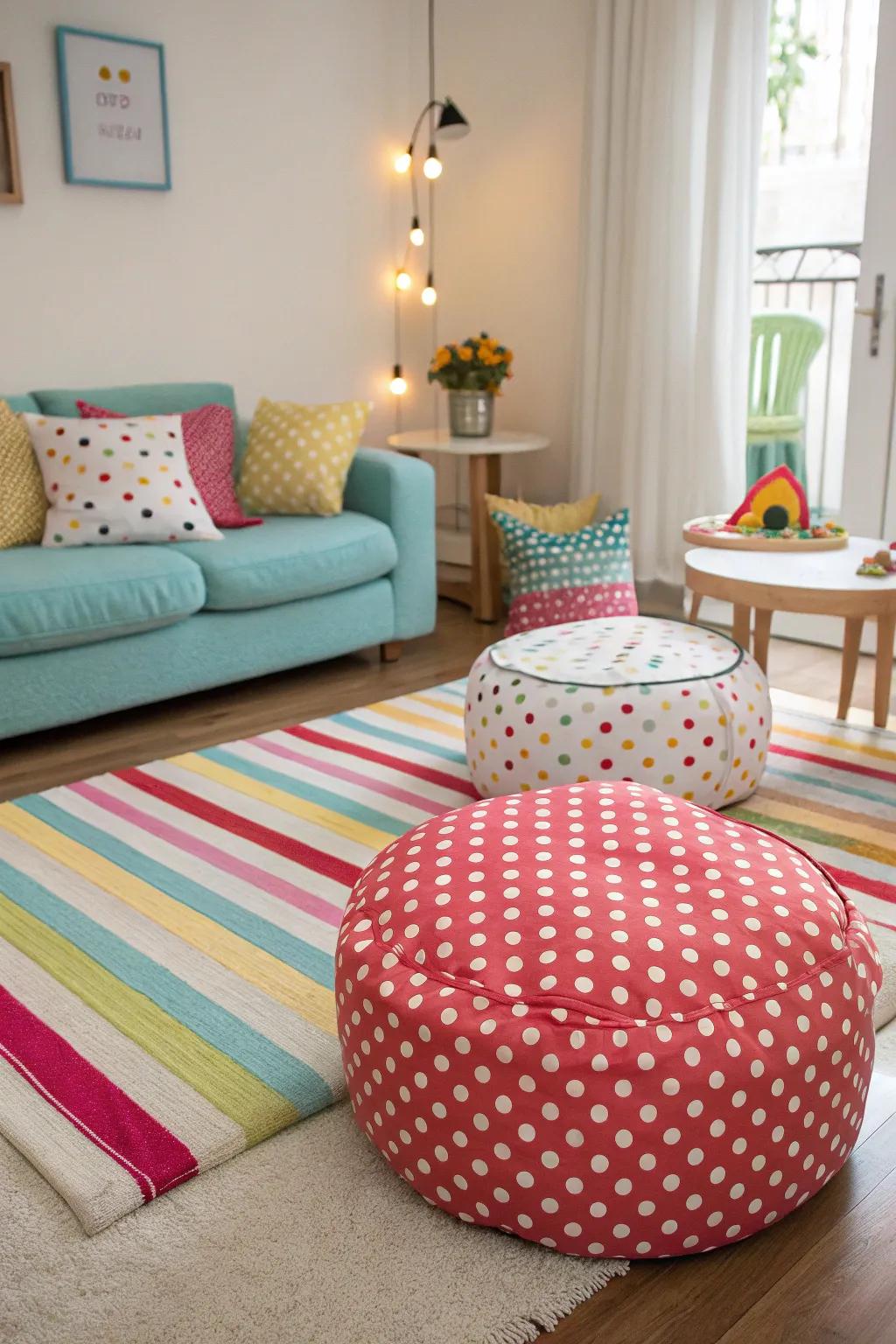 Mixing patterns introduces a playful vibe.