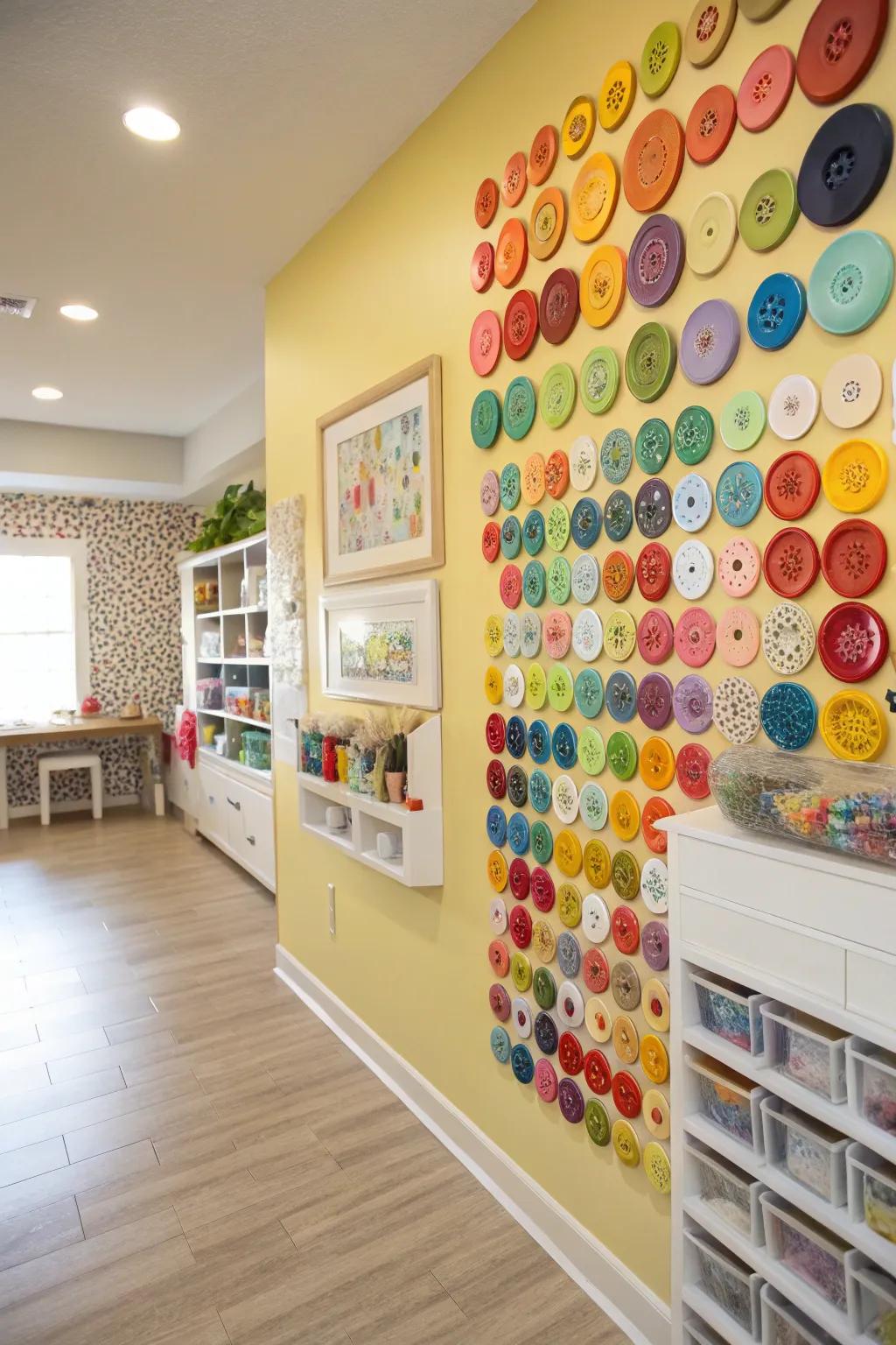 Fasteners add a playful, vibrant element to mosaic art.
